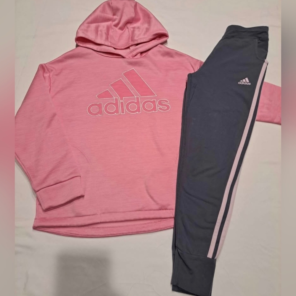 Adidas Hoodie And Leggings Outfit Girls Medium 10/12 - Like New